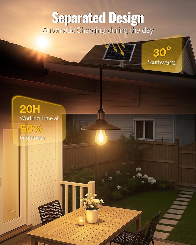 FabStyl Solar Pendant Light Indoor Outdoor, 1000LM Solar Shed Light IP65 Waterproof Metal Powered Hanging Chandelier, Gazebo Lights with Remote for Barn Gazebo Yard Garage Patio - Image 5